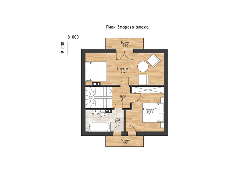 Планировка проекта Дом на Цветочной, изображение-2 Планировка проекта Дом на Цветочной, изображение-2