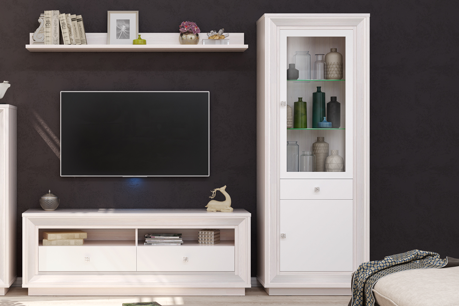 Шкаф 776 (1 стеклодверь, 1 ящик) Прато