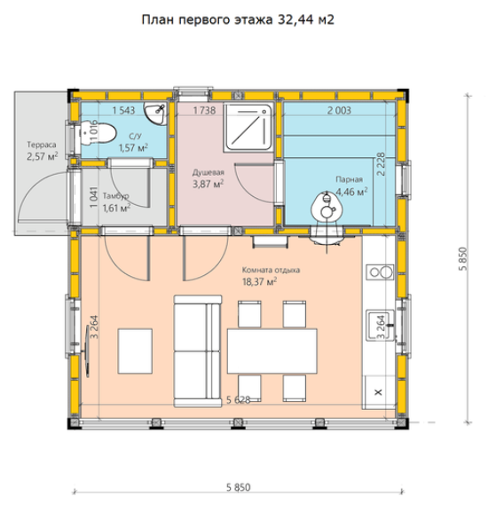 Планировка проекта Баня Фахверк
