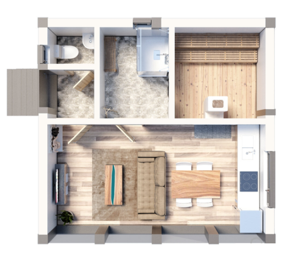 Планировка проекта Баня Фахверк, изображение-2