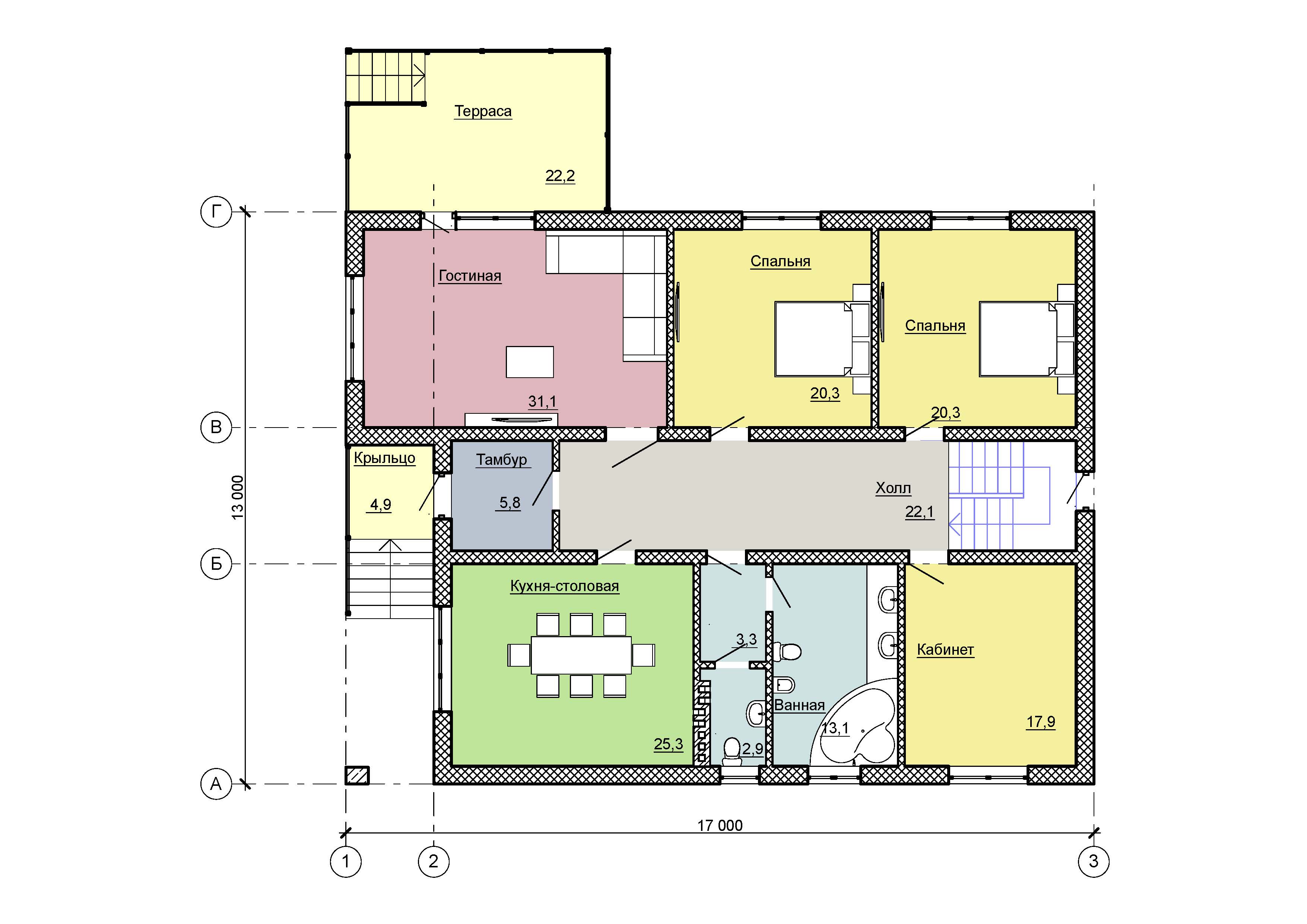 Планировка проекта Проект дома - О-045