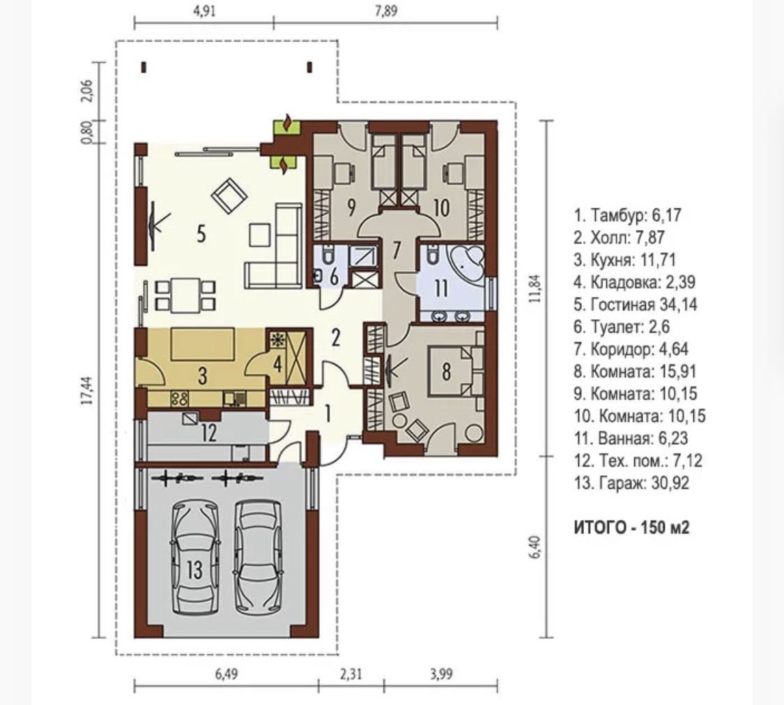 Планировка проекта Дом 150 кв.м.