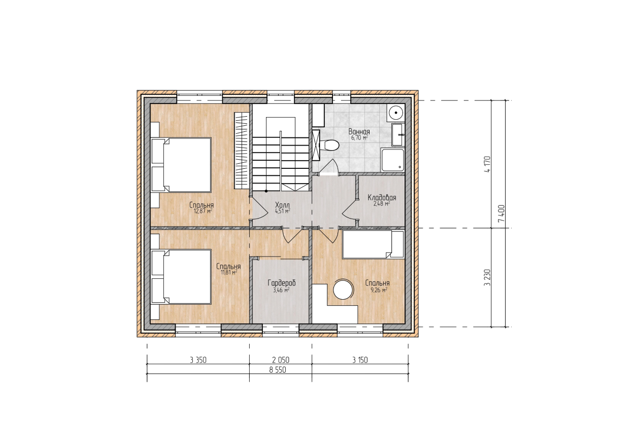 Планировка проекта КД-120-ГБ, изображение-2 Планировка проекта КД-120-ГБ, изображение-2