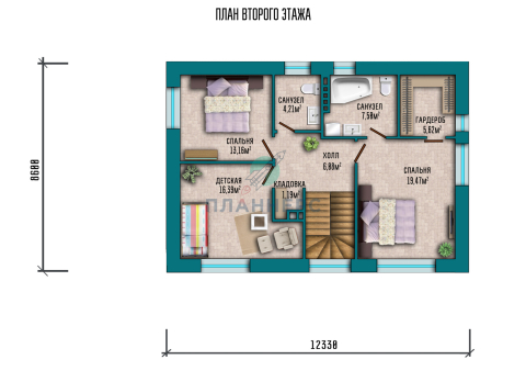 Планировка проекта 058-163-2, изображение-2 Планировка проекта 058-163-2, изображение-2