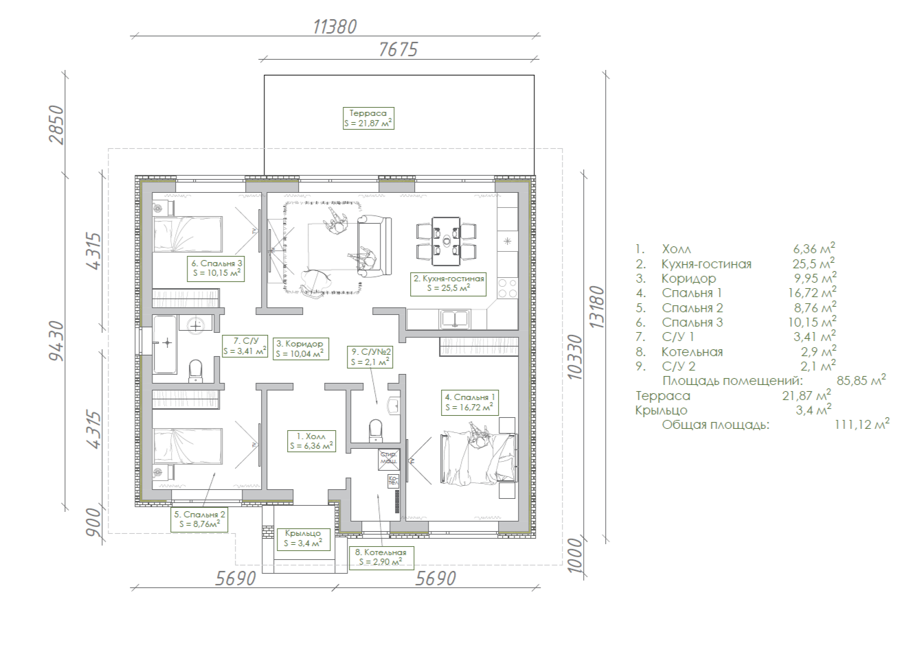 Планировка проекта Райт 85