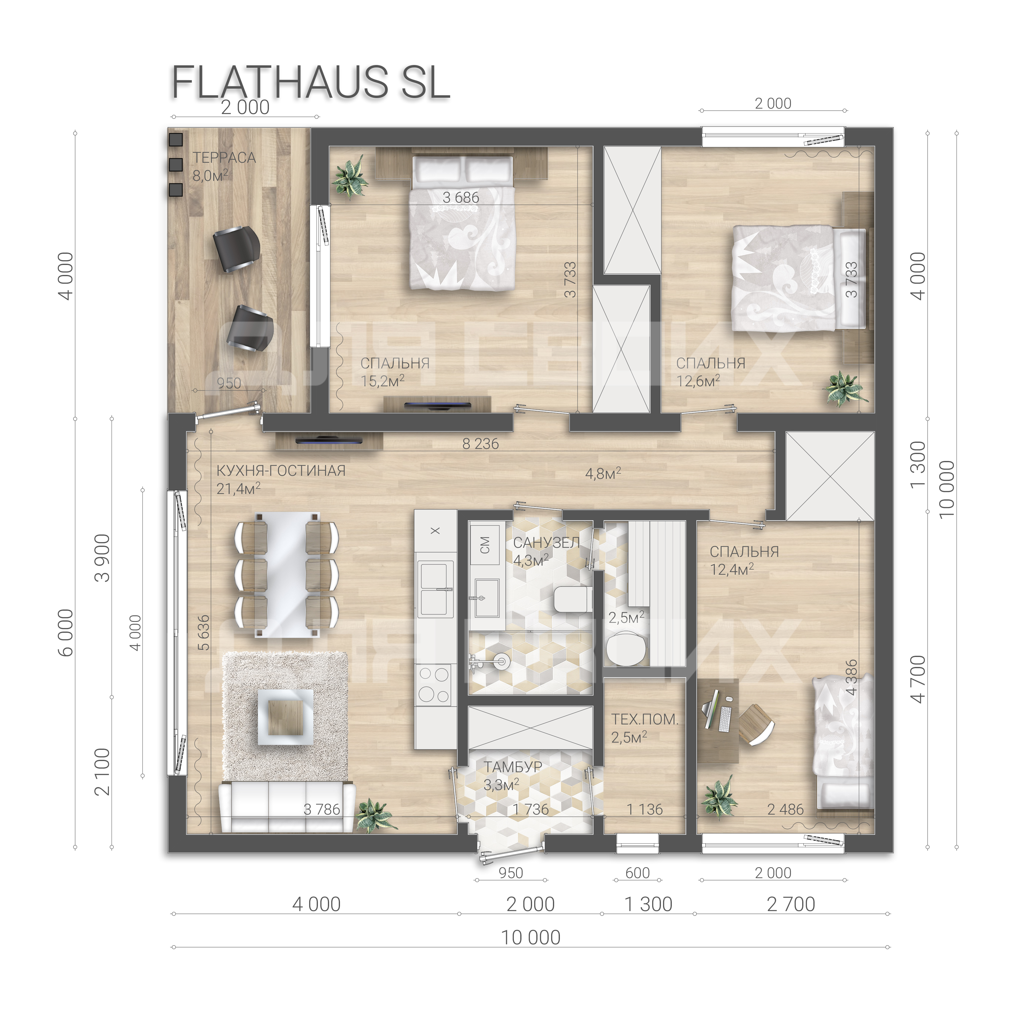 Планировка проекта FLATHAUS SL+ Планировка проекта FLATHAUS SL+