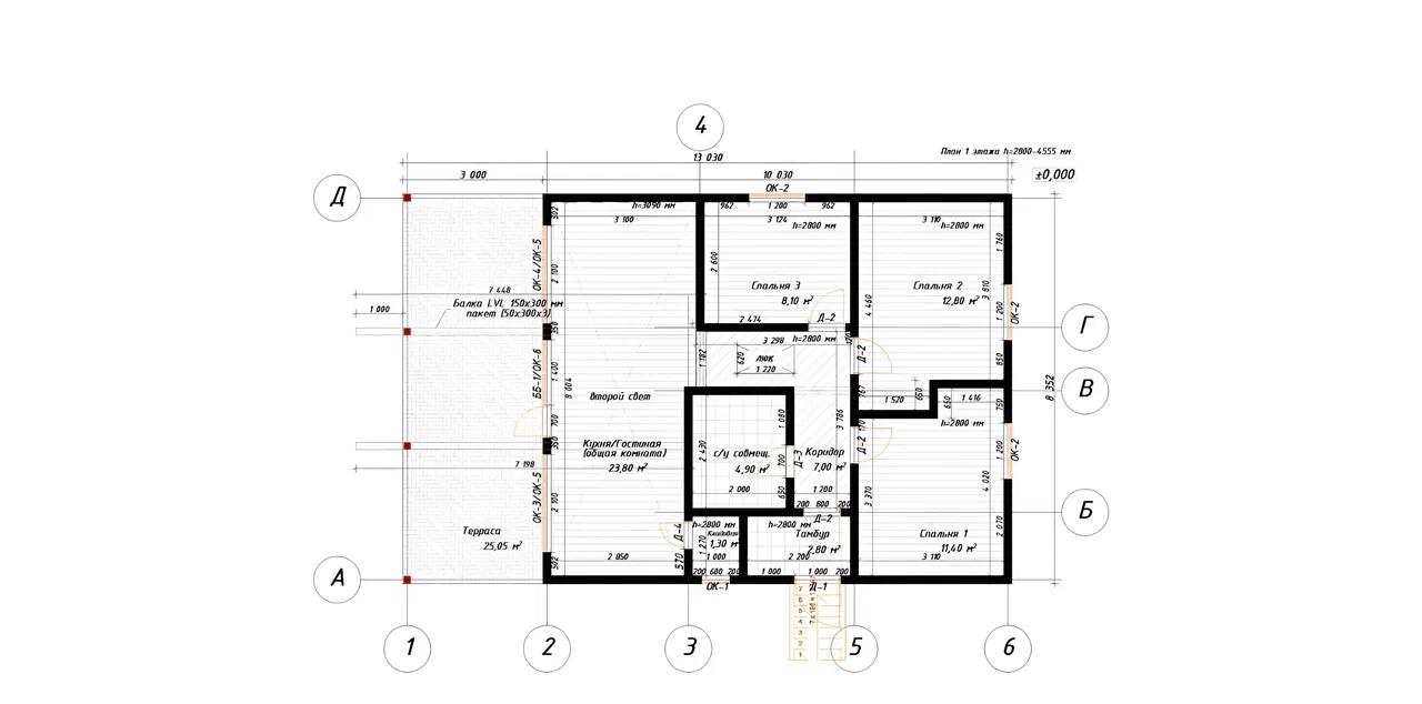 Планировка проекта ОД - 109м2